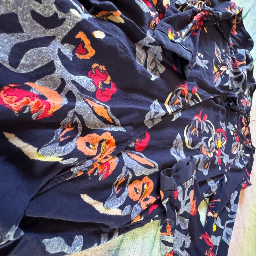 Lucky Brand Dark Blue Floral Women's Blouse